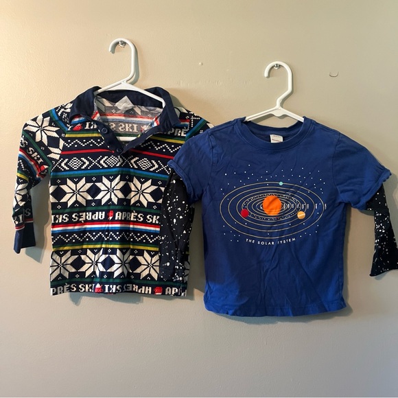 Set Of 2 Hannah Anderson Long Sleeve Shirts Size 4T Solar System Skiing - Picture 1 of 7